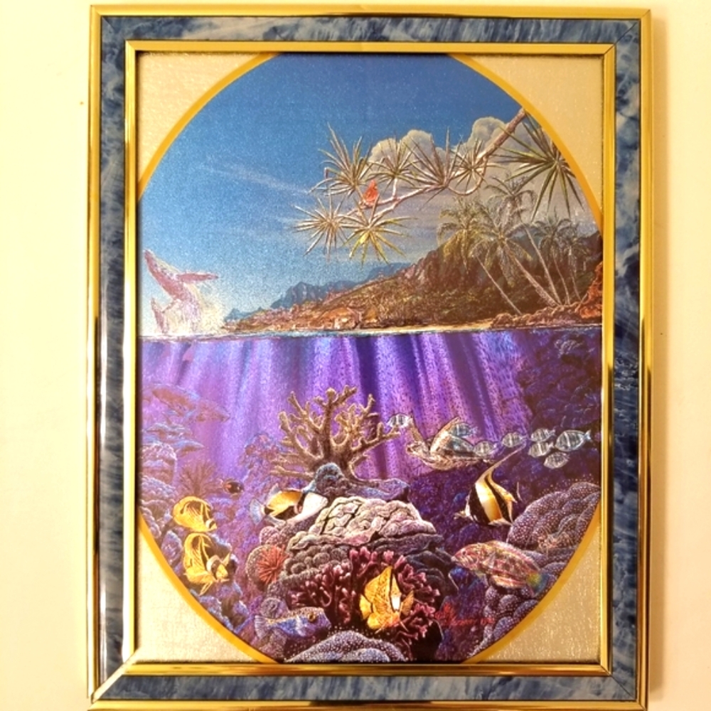 Rare Collectible Gorgeous Hawaii Sunset Riff Lazer Etched Picture